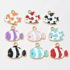 20pcs Enamel Fish Charms Pendant for Earrings Necklace Bracelet Findings Alloy Metal DIY Jewelry Making Accessories