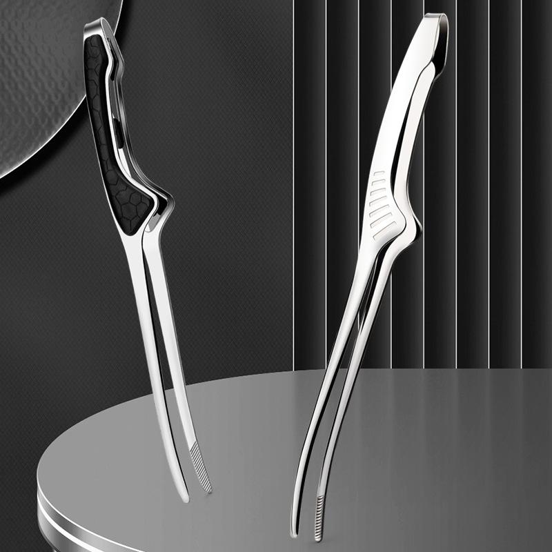 Stainless Steel Pointed Barbecue Clip Creative Stone Handle Food Clip Household Commercial Bread Clip Barbecue Clip