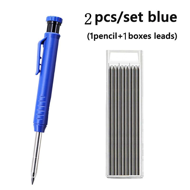 2.8mm Solid Carpenter Mechanical Pencil With Sharpener For Woodworking Construction Long Head Carpenter Pencil Stationery Tools