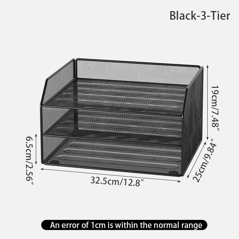 Metal file rack, desktop file storage box, integrated multi-layer document rack, office desk bookshelf, book stand, multi-layer