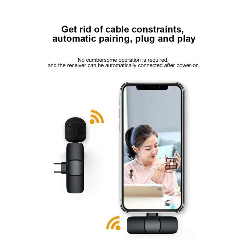 Phone Mini Wireless Lavalier Microphone Portable Microphone Intelligent Noise Reduction No Delay