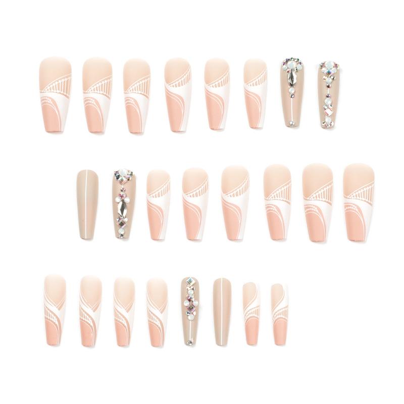 Nail art piece Rhinestone long ballet wearing nail finished long nail art wearing nail piece nails