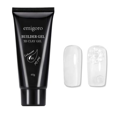 Emigoro Length Gel Nails Polygel Clay Gel 60g Fixed Parts 3D Parts 3D Nails Viscosity Nails Light Compatible for Beginners UV/LED (Clear Polygel)