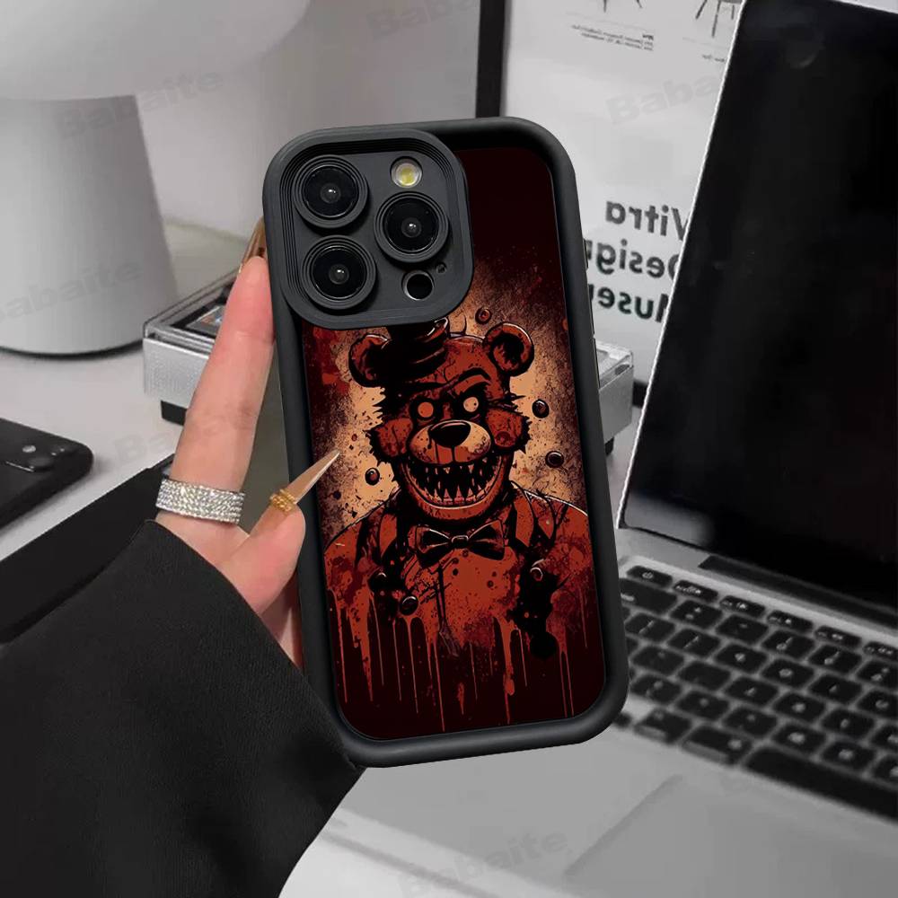 F-FNAF Five-nights-At-Freddys Silicone Soft Phone Case For iPhone 17 16 15 14 Plus 13 12 Mini 11 Black Cover
