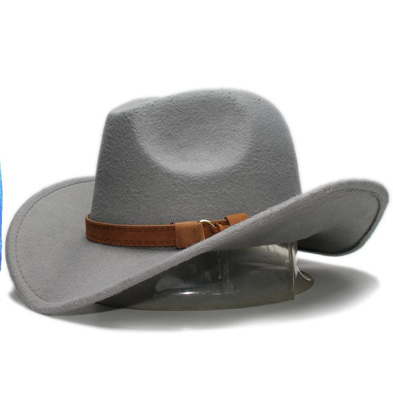 Retro casual lucky knot belt autumn and winter men's and women's woolen trend western denim big edge shading high-quality top hat