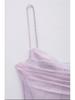 2024 Summer Lavender Pleated Tulle Slim Suspender Dress