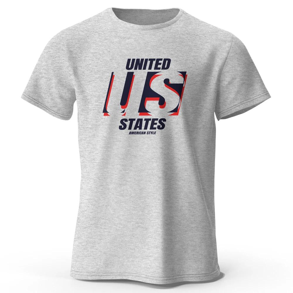 The US Logo Printed Unisexs Tshirt Fashion Cotton Tops Tees for Unisex Unisex Summer Casual Wear