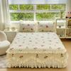 Copriletto trapuntato addensato in cotone 100% Copriletto trapuntato king size queen size Gonna da letto in pizzo principessa Copriletto in puro cotone non inclusa federa