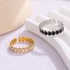 Black White Enamel Heart Open Ring Trendy Minimalist Stainless Steel Gold Color Rings Women Zircon Birthday Gift Wholesale