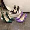 High Heels Wedding Red Purple Heels Bridal Shoes Pointed Stiletto Heel Classic Black Red High Heels Red Purple