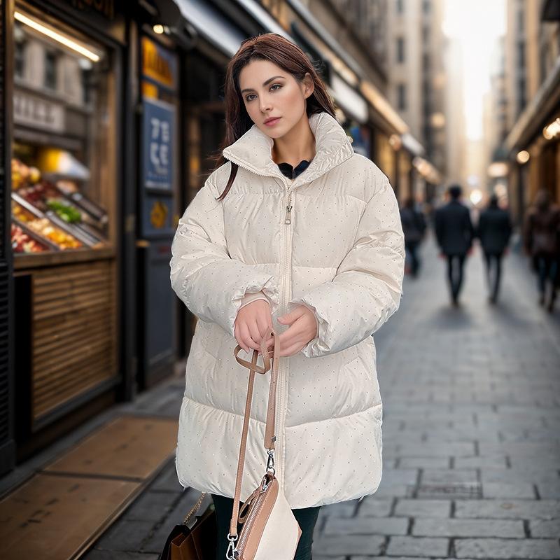 

GMXIA Женские винтажные повседневные однотонные принтованные куртки и пальто с длинным рукавом и стойкой на осень-зиму XXL белый