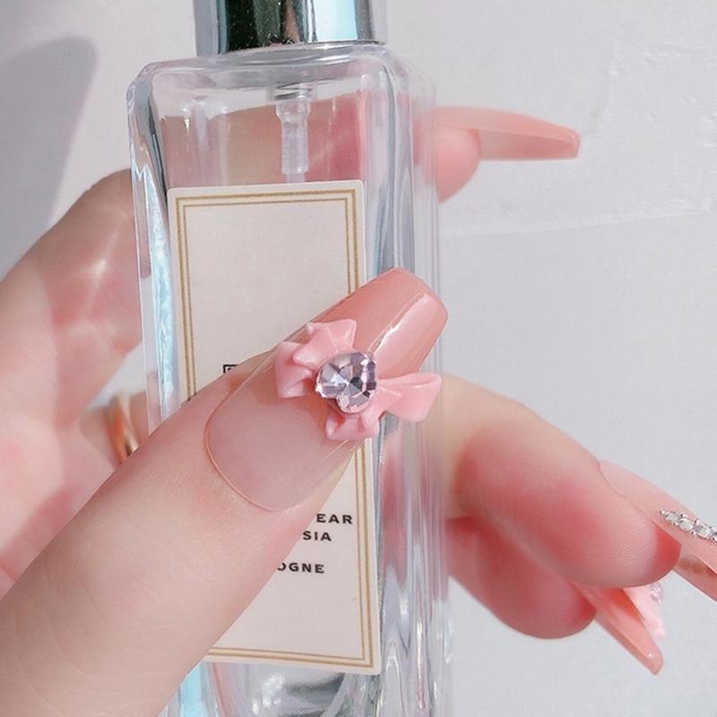 Resin Bow Nail Charm 3D Nail Charms Rhinestone Nail Art Nail Decoration Korean Style Bowknot Design for Women