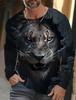Camiseta de manga larga con estampado de león para hombre, ropa informal para hombre, camisetas de moda con estampado 3D completo de animales, ropa de calle