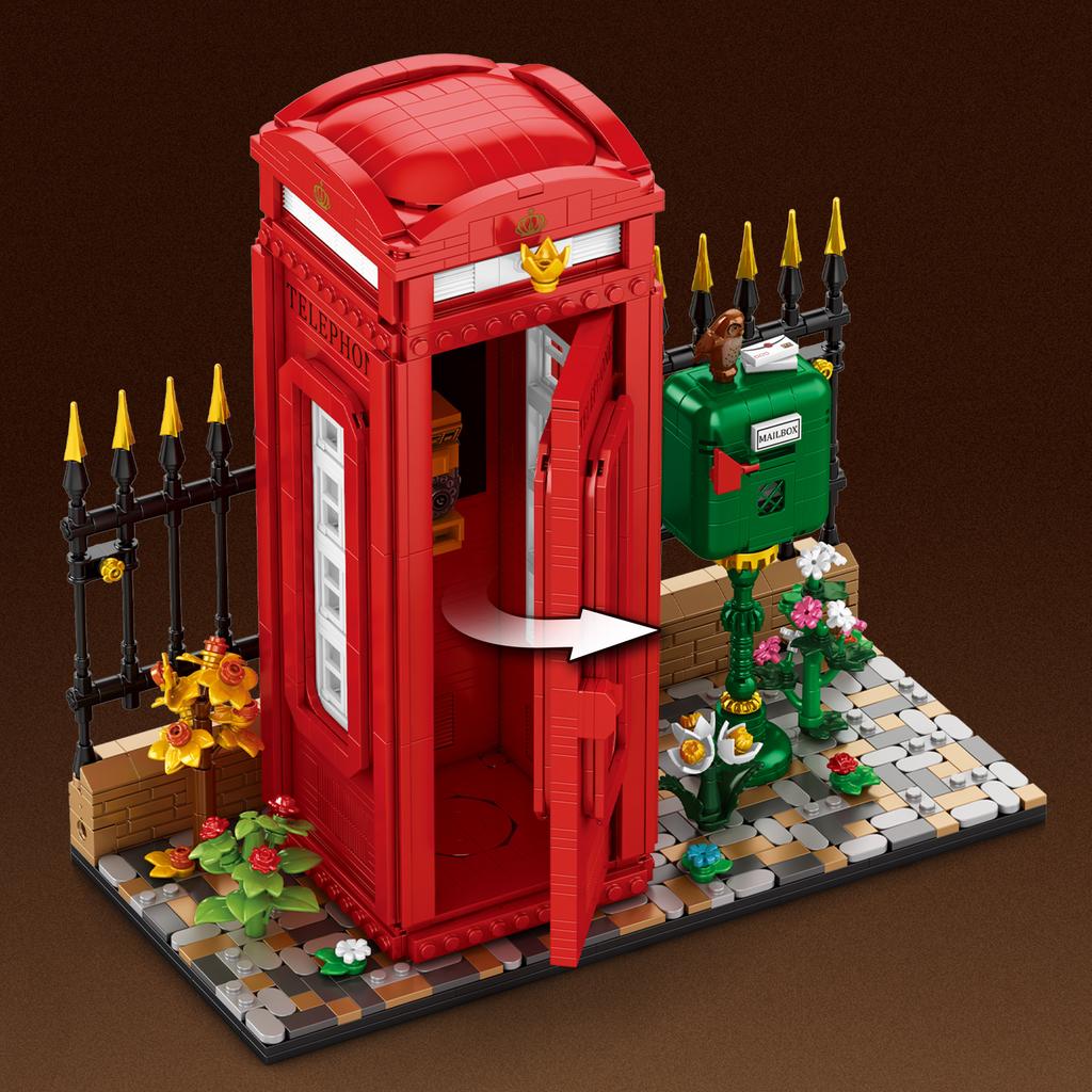 1707Pcs British Telephone Booth Building Blocks Set With Lights, Model Assembly, Desktop Ornament, Diy Toy, Birthday Gift