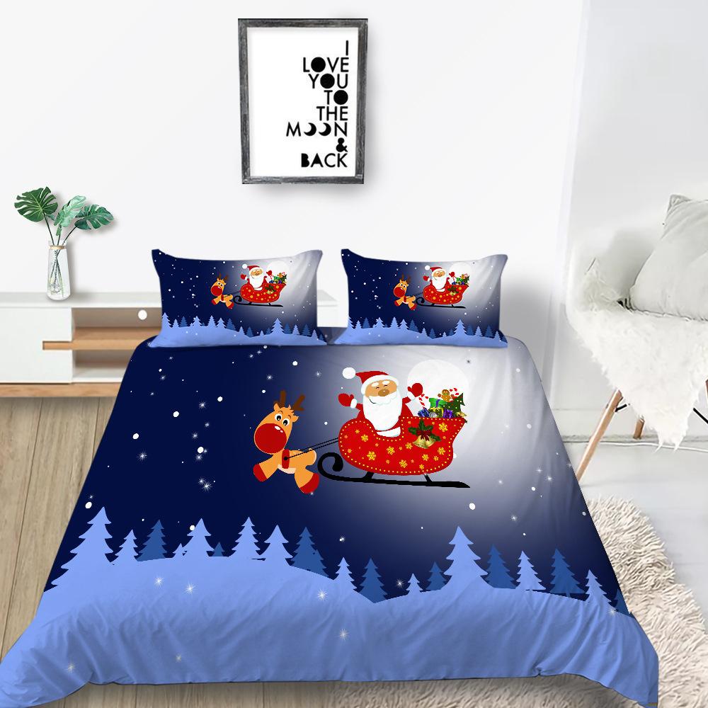Christmas Series Three-Piece Bedding Digital Printing Christmas Letter Quilt Set