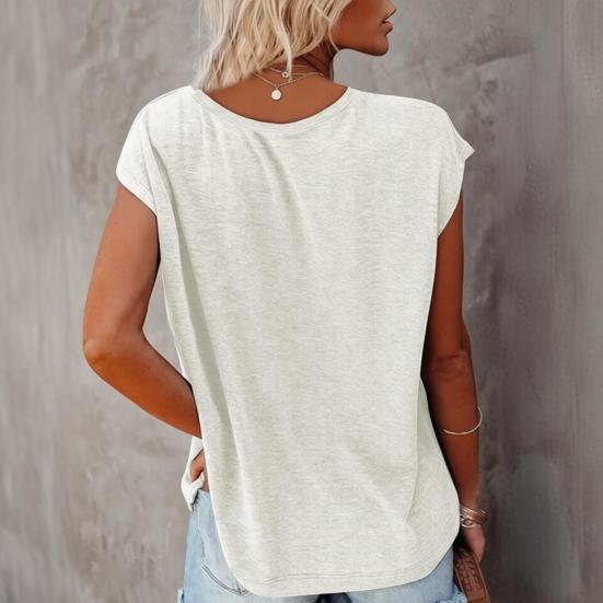 Camisetas para Mujer Cuello en V Manga Corta Corte Holgado Camisa de Verano Suave Transpirable Casual Básica Camiseta para Ponerse Capas