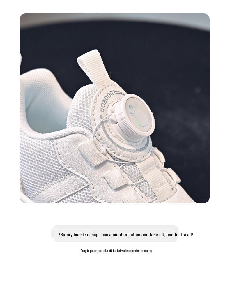 Babudou Kids' Skate Shoes 2024: Boys' & Girls' Breathable White Casuals with Button