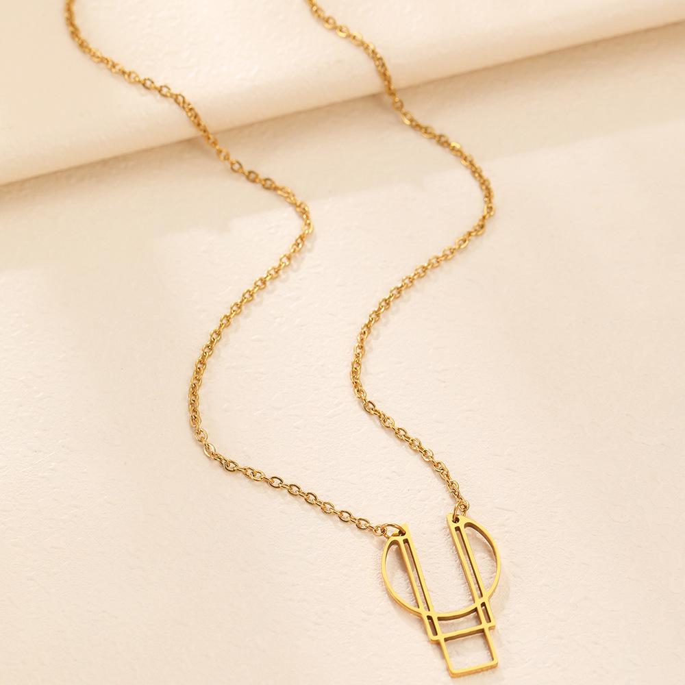 Europäische & Amerikanische Geometrische Edelstahl-Anhänger Halskette für Damen - Hochwertige Vielseitige Schlüsselbein Kette