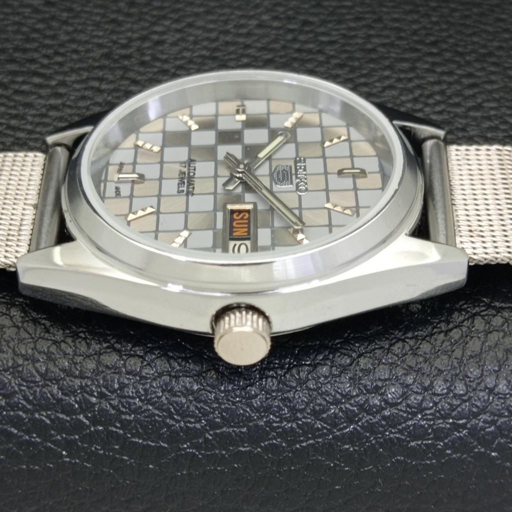 REFURBISHED SEIKO 5 AUTOMATIC MENS WATCH JAPAN MADE GREY DIAL CUSTOM a440068-2 QV90-a440068
