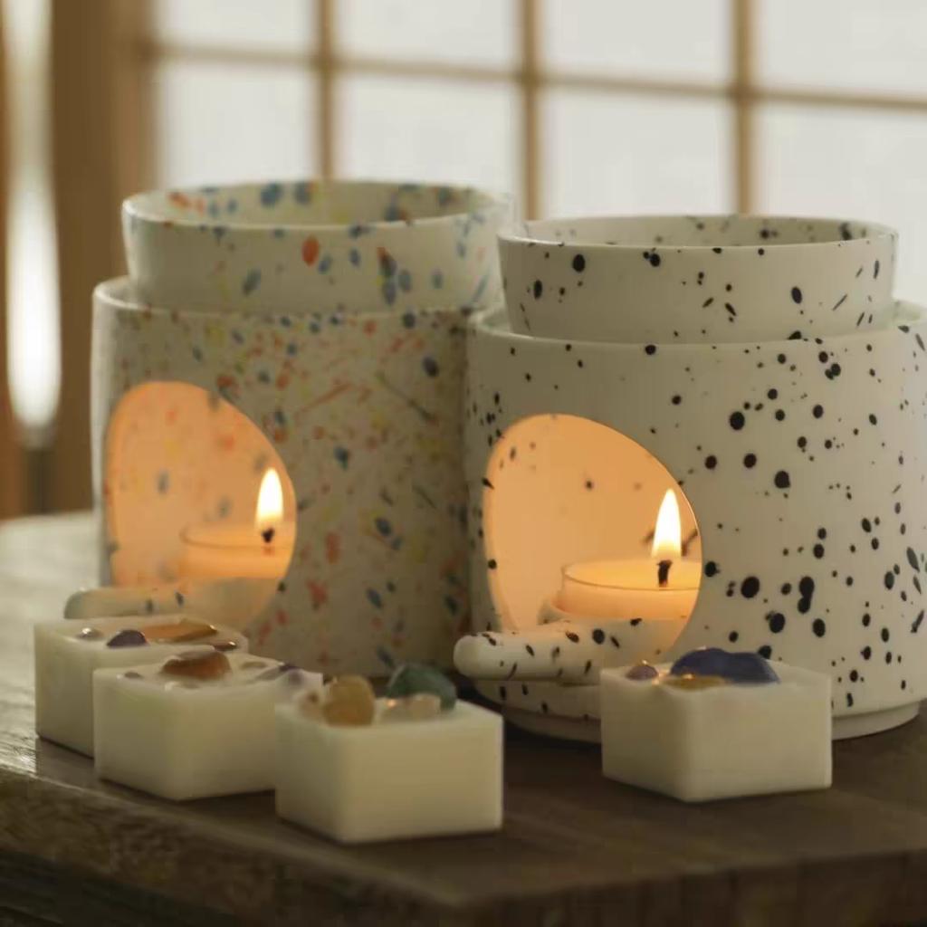 Detachable Ceramic Essential Oil Burners Waxes Melt Burner Warmer Tealight Candle Holder Home Tabletop Decoration Yoga Spa Gifts