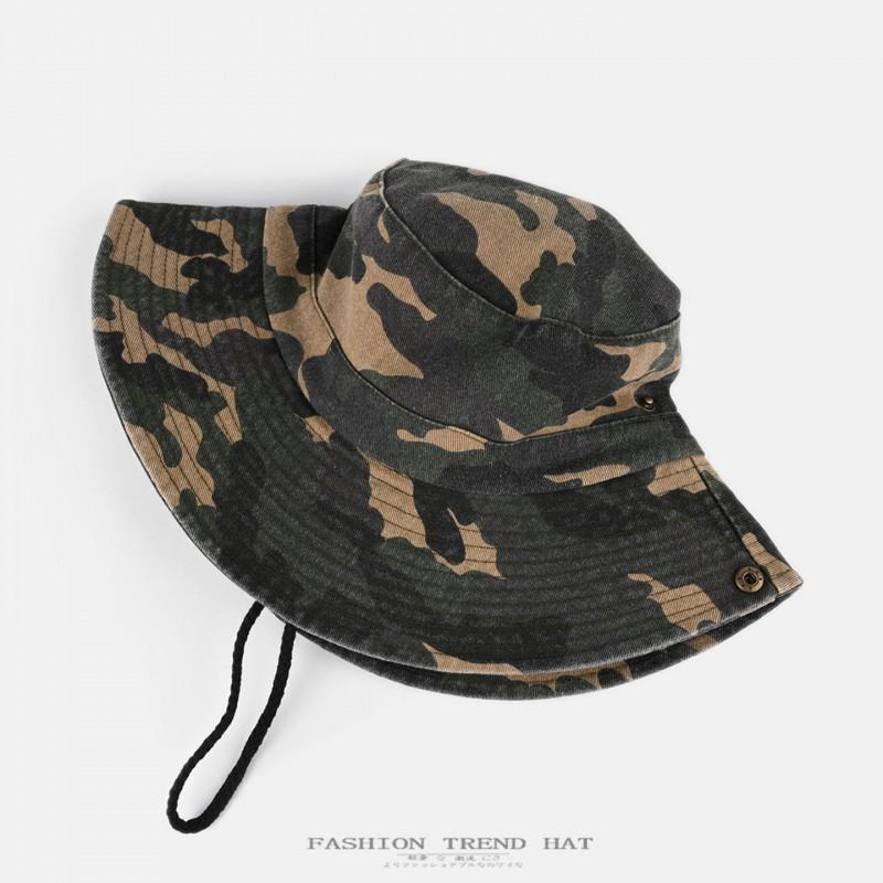 Camouflage Bucket Hat Men Women Sun Protection Outdoor Hiking Fishing Wide Brim