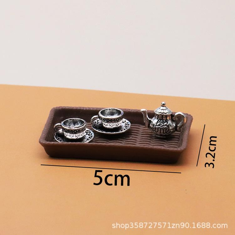 Cute Mini Teapot Teacup Doll House Small Ornament Play House Toy Micro Landscape Decoration Shooting Props