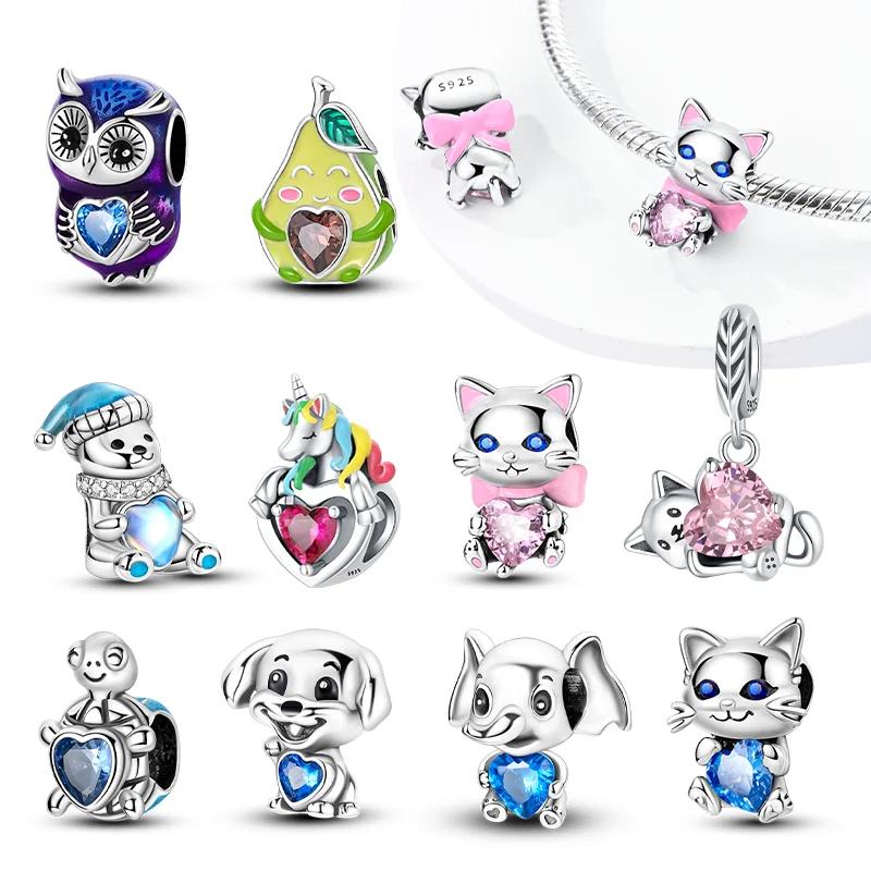 Copper Colors Animal Series Heart Beads Diy Jewelry Bear Cat Dog Beads Fit Original Bracelet Diy Fine Jewelry Gift For Women