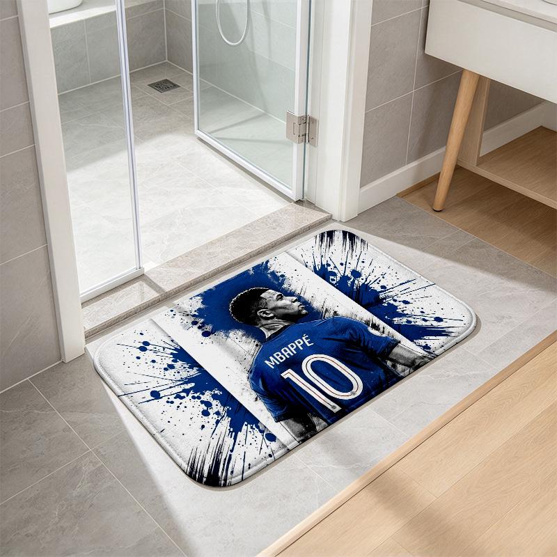 Kylian Mbappe Flannel Kitchen Mat Christmas Soft Area Rug Non Slip Floor Carpet Home Decoration