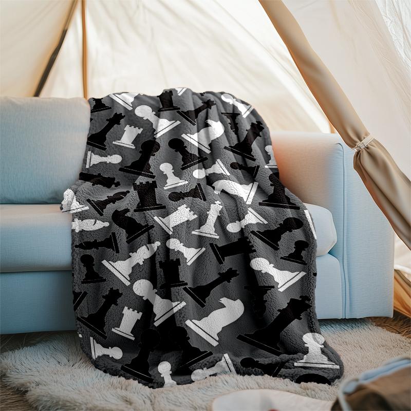Chess Theme Printed Blanket - Perfect for Couch, Bed, Travel & Outdoor Use | Machine Washable, Cozy & Durable.
