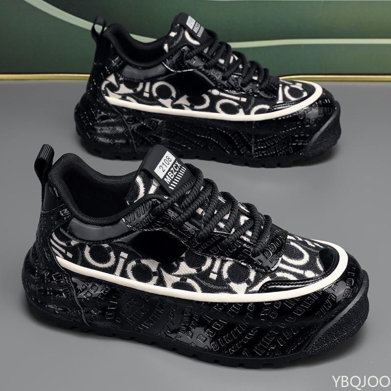 Trendy Thick Soled Men's Shoes 2025 Spring New Height Increasing Breathable Sports and Leisure Men's Vulcanized Shoes Sneakers