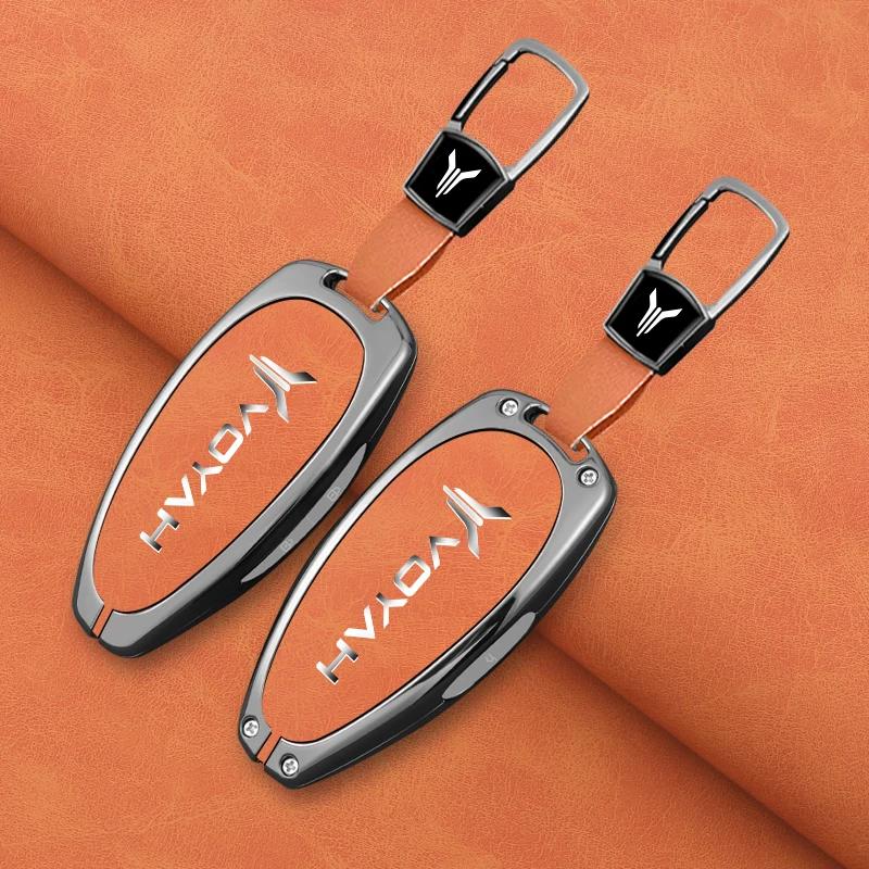 Interior Mouldings Zinc Alloy Leather Car Key Case Cover Shell Fob For Voyah Free I-Land Dreamer 2021-2023 Keychain Auto Key Pro