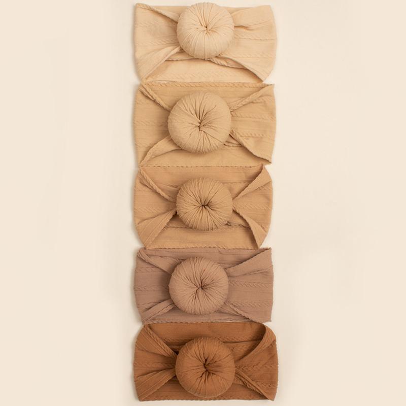 

Autumn new jacquard donut headband, children s five-color coffee headgear hair accessories, baby headband