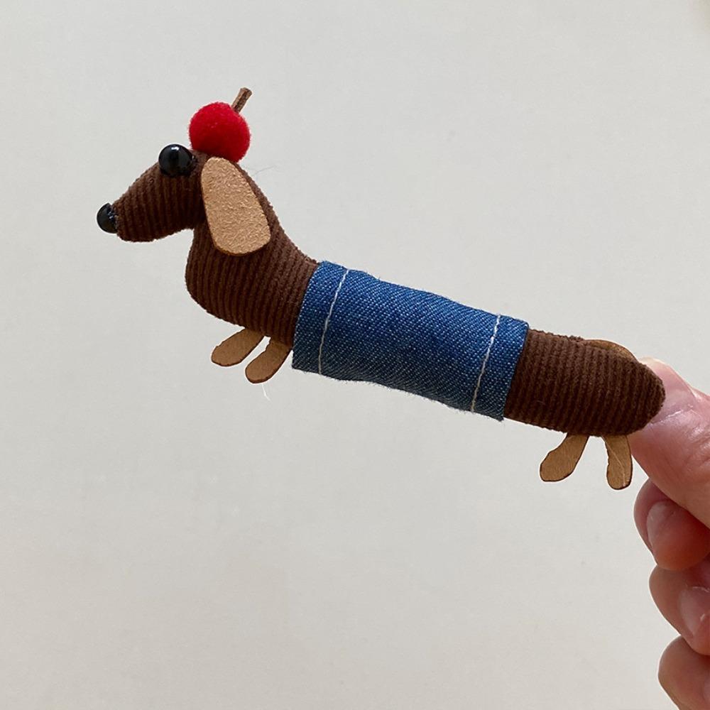 Cute Dachshund Hairpin Cloth Horsetail Holder Trendy Claw Clip Daily