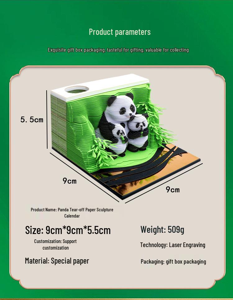 3D Panda Stereo Sticky Notes & Creative Calendar Sculpture Gift