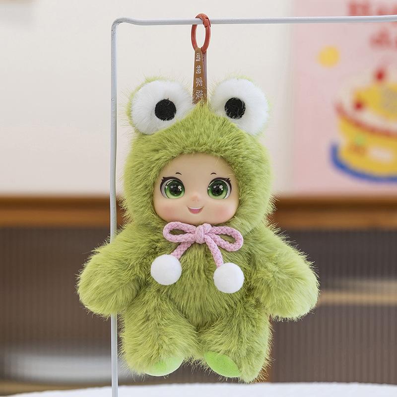 Cute Family Caramel Doll Plush Pendant for Girls Backpack Rabbit Hanging Ornament Frog Lamb Keychain