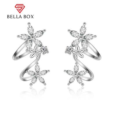Blume gebogene Ohrclip-Zirkon-Ohrstecker für damenhaften Ohrringe-Schmuck