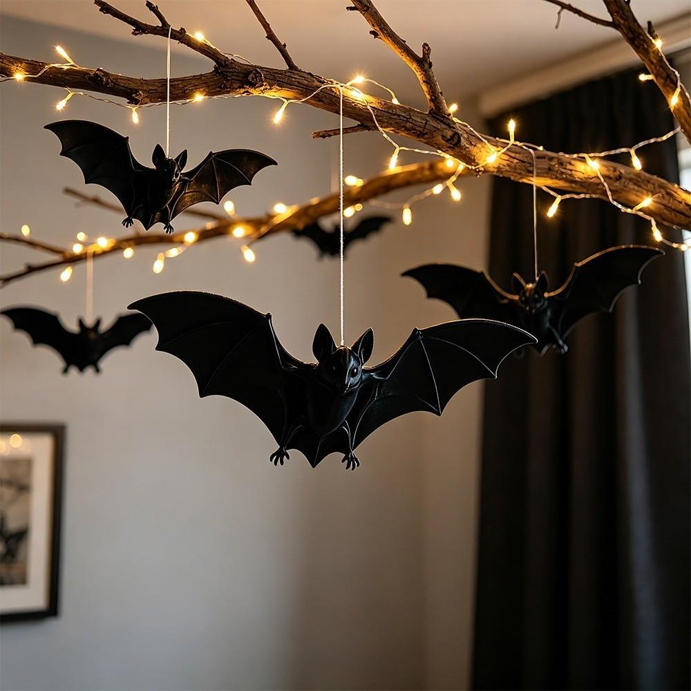 PVC Halloween Fledermaus Hängendes Ornament 3D Schwarze Fledermaus Fliegende Fledermaus Windspiel Party Feier Geschenk