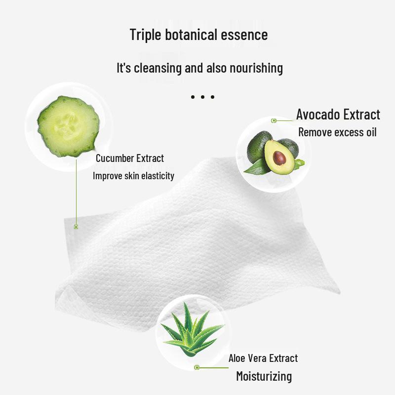 Avocado Extract Deep Cleansing Wipes for Eyes, Lips, and Face - Portable & Disposable Wet Wipes