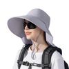 Big Eaves Shawl Sunscreen Hat European and American Bucket Hat Fashion Sun Hat Summer Outdoor Hat with Ponytail Hole Women
