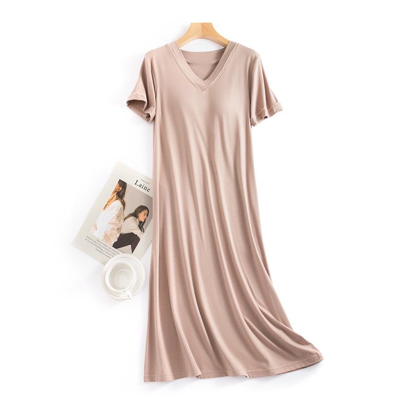 

Женское летнее платье для сна с короткими рукавами, разноцветное, с V-образным вырезом и нагрудными подушечками, свободного размера, ночная рубашка для дома 3XL