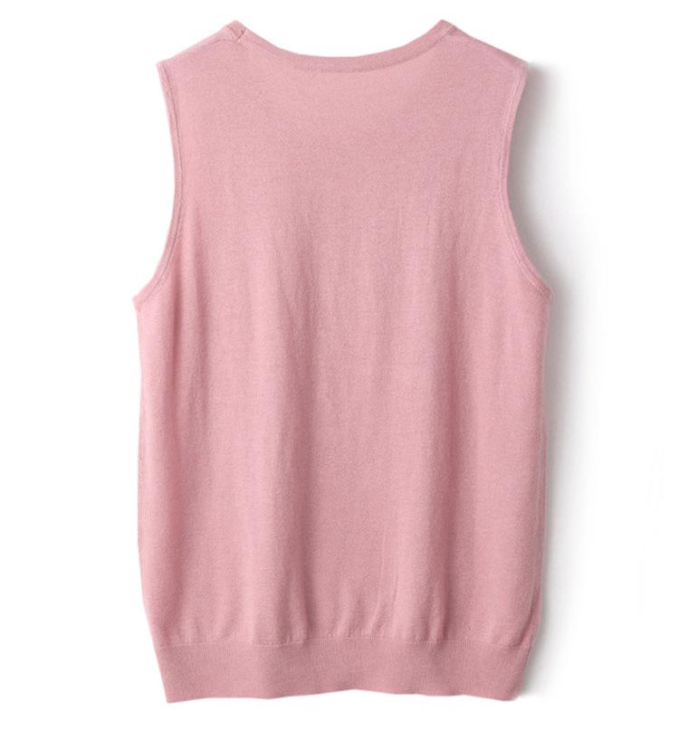 2025 Women's Fine Merino Wool Round Neck Sleeveless Knitted Vest – Solid Color, Loose Fit, Versatile Base Layer for Early Autumn