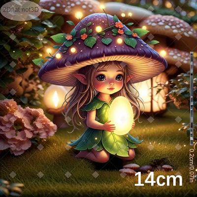 2D Mushroom Hat Fairy Garden Stake Outdoor Decor for Garden Balcony Lawn, Dreamy Night Light for Room Patio, Birthday & Housewarming Party Decor