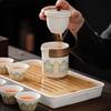 Portable Ceramic Kung Fu Tea Set with Kuaike Cup Travel Outdoor Camping Art Tea Set Business Gift with Storage Box