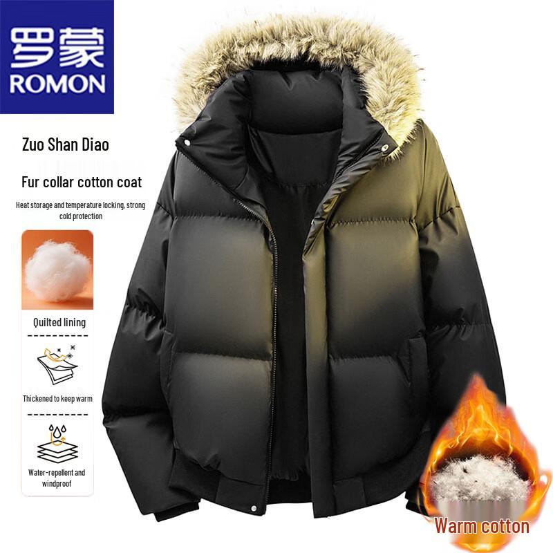 ROMON Men's Autumn/Winter Hooded Padded Jacket
