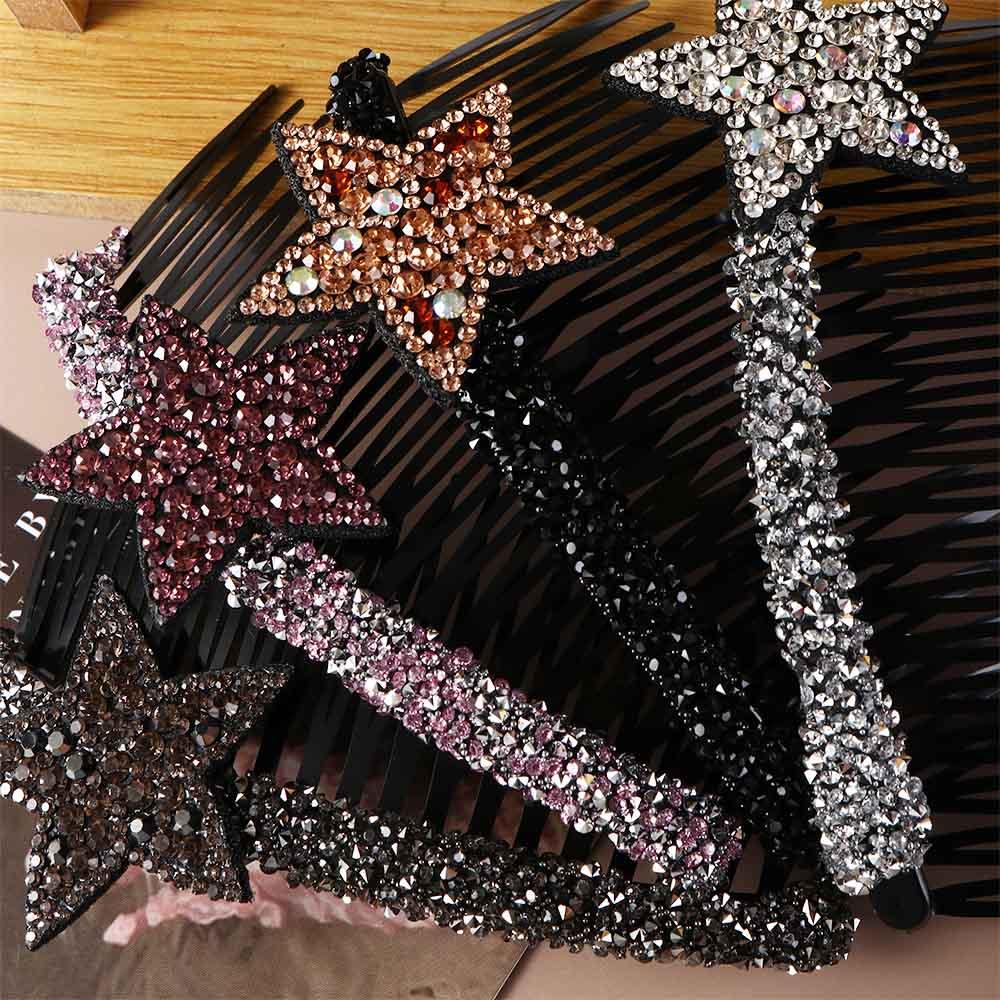 Teeth Invisible Extra Hair Holder Acrylic Extra Hair Holder Rhinestone Star Hair Comb  Children