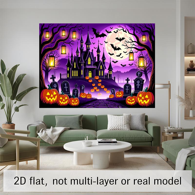 Party Backdrop Halloween Castle Flat Banners Spooky Celebrations Wedding Enthusiasts Event Backdrop Decoration Front Door Decor