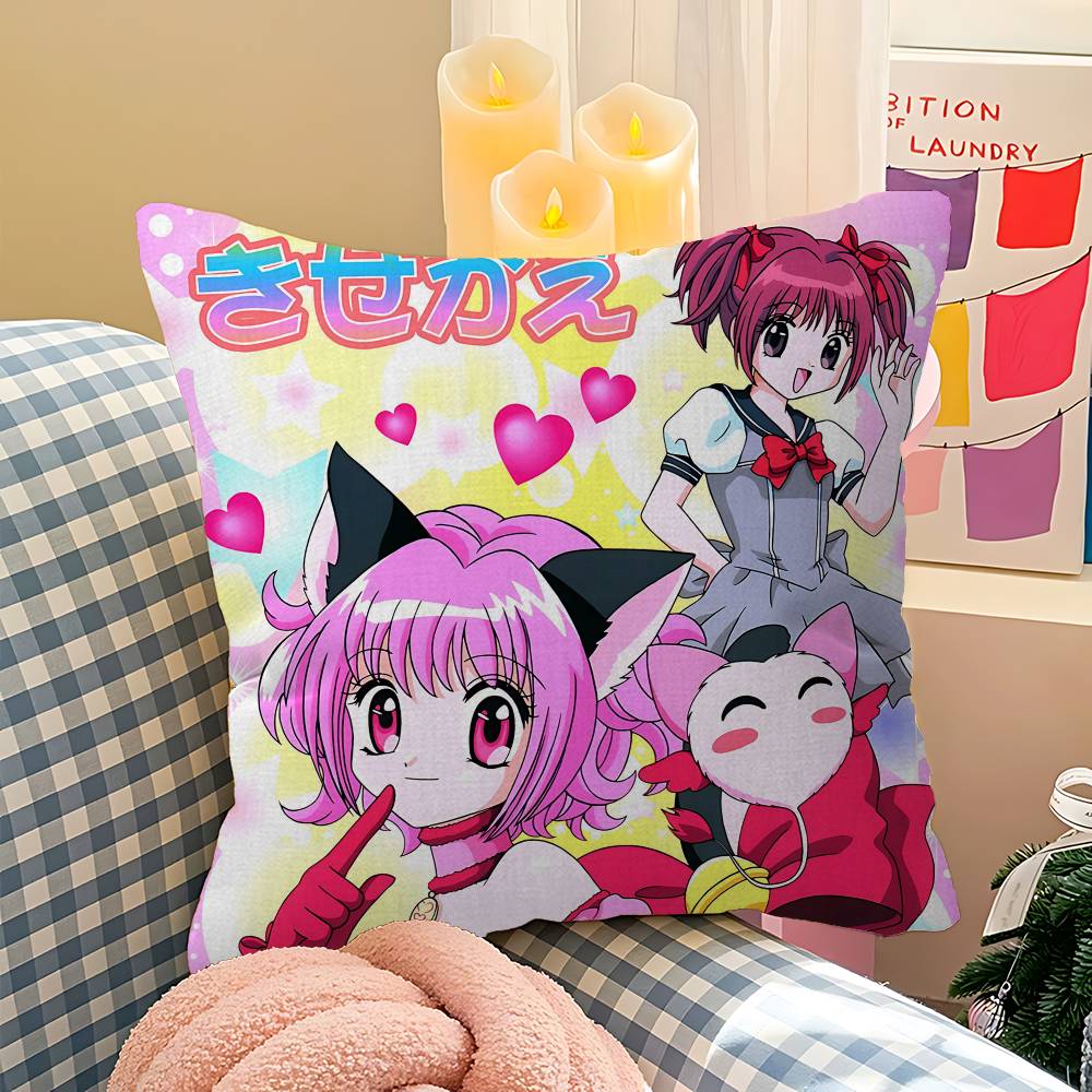 

T-Tokyo Mew Mew Anime Pillow Gifts Home Office Furnishings Bedroom Sofa Car Cushion Cover Case 45x45cm 12x12Inch