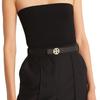 TORY BURCH Logo plate smooth buckle cowhide leather belt women's - 138935002-Black M