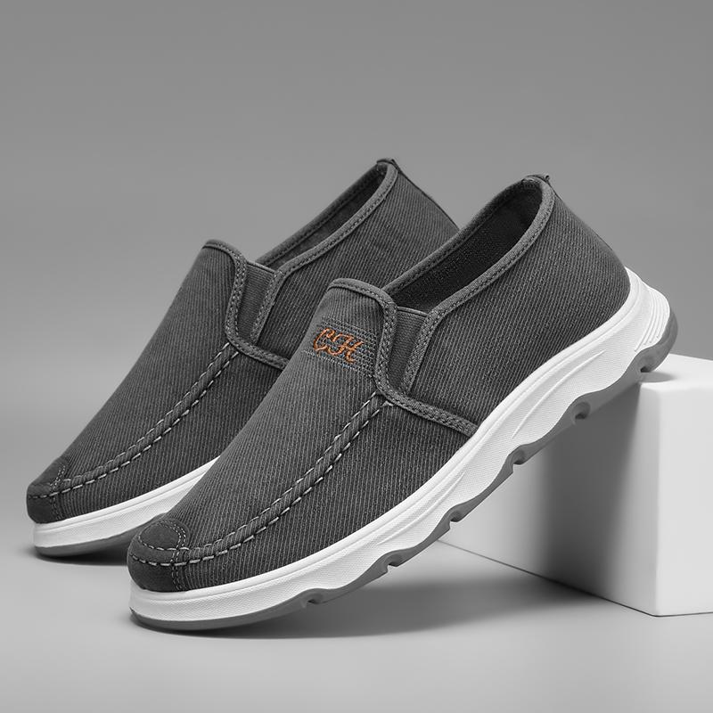 

Весна/лето 2025 Новый стиль Цельные кроссовки папы на мягкой подошве, Удобные туфли на плоской подошве, Холщовая мужская обувь 44 серый