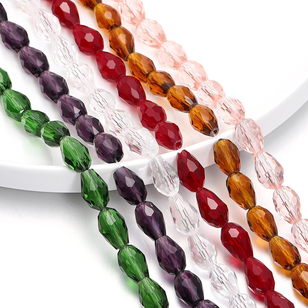 1 Strand 6-12mm Spacer Water Drop Shaped Beads AB Shine Glass Drop Pendant for DIY Earing Bracelet Jewelry Making Accessories